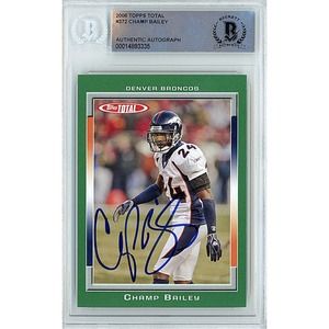 Champ Bailey Autograph Denver Broncos Topps Total Card - Beckett Authenticated